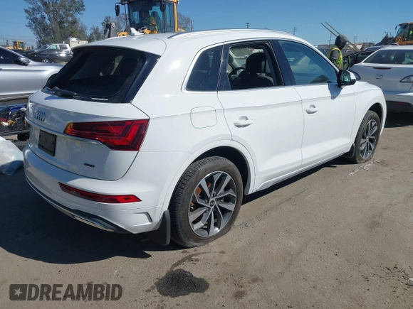 2021 Audi Q5 Premium with VIN WA1AAAFY6M2045811, listed as a IAAI auction lot 41750550 with 9,563 mi miles and . Bid and sale history available at DreamBid. Image 4.
