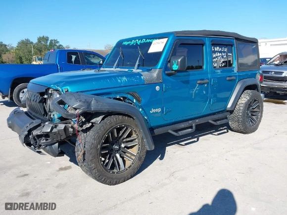 2020 Jeep Wrangler Unlimited Sport S with VIN 1C4HJXDN4LW223822, listed as a IAAI auction lot 41294786 with 51701 miles. Bid and sale history available at carsss.com. Image 2.