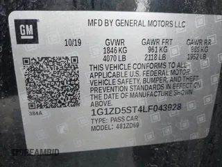 2020 Chevrolet Malibu LT with VIN 1G1ZD5ST4LF043928, listed as a IAAI auction lot 42065921 with 60,150 mi miles and . Bid and sale history available at DreamBid. Image 9.