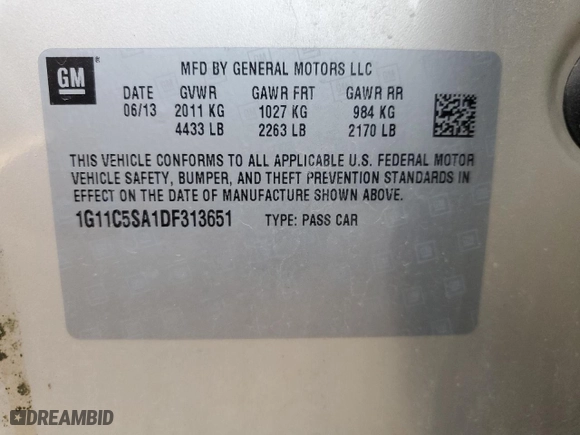2013 Chevrolet Malibu LT with VIN 1G11C5SA1DF313651, listed as a Copart auction lot 78476264 with NaN miles and Clean Title. Bid and sale history available at carsss.com. Image 14.