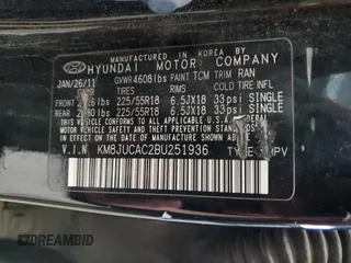 2011 Hyundai Tucson Limited with VIN KM8JUCAC2BU251936, listed as a Copart auction lot 55479205 with 110,707 mi miles and Clean Title. Bid and sale history available at DreamBid. Image 13.