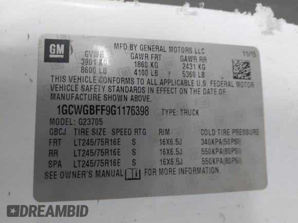 2016 Chevrolet Express Cargo Van with VIN 1GCWGBFF9G1176398, listed as a IAAI auction lot 41338842 with 329,520 mi miles. Bid and sale history available at carsss.com. Image 9.