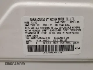 2018 Infiniti Q50 Luxe with VIN JN1EV7AR6JM443179, listed as a Copart auction lot 42911915 with Not Provided miles and Non Repairable. Bid and sale history available at carsss.com. Image 12.