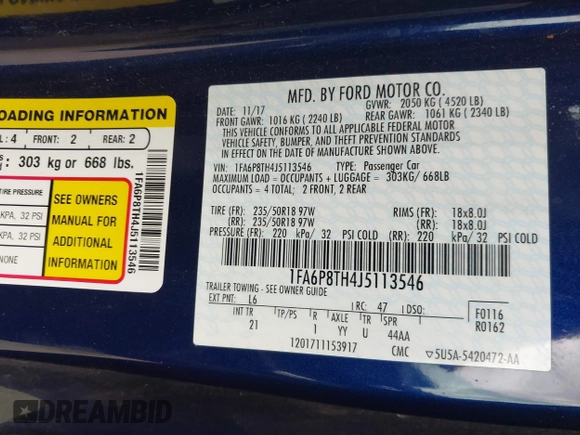 2018 Ford Mustang EcoBoost with VIN 1FA6P8TH4J5113546, listed as a IAAI auction lot 41942675 with 65,165 mi miles and . Bid and sale history available at carsss.com. Image 9.