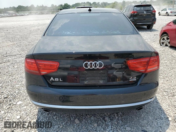 2012 Audi A8 with VIN WAURVAFDXCN026781, listed as a Copart auction lot 59197615 with 160,567 mi miles and Salvage title. Bid and sale history available at DreamBid. Image 6.