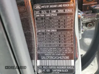 2016 Land Rover Discovery Sport SE z VIN SALCP2BGXGH625086, wystawiony jako Copart lot #57090755 z przebiegiem 78 196 mil mil oraz Czysty tytuł • Clean title. Historia ofert i sprzedaży dostępna na DreamBid. Obrazek 13.