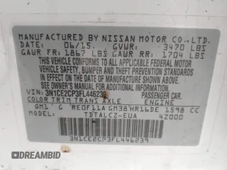 2015 Nissan Note SV with VIN 3N1CE2CP3FL446239, listed as a IAAI auction lot 41835005 with 60,357 mi miles and . Bid and sale history available at DreamBid. Image 9.