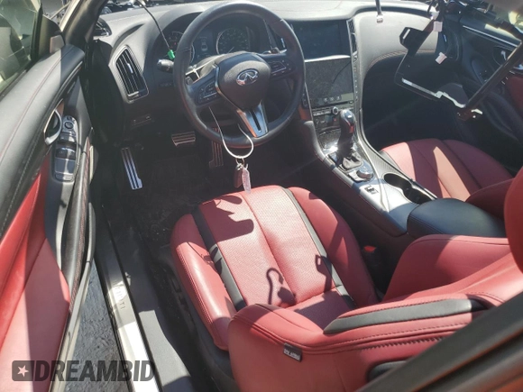 2022 Infiniti Q60 Red Sport 400 with VIN JN1FV7LL7NM680945, listed as a Copart auction lot 69774344 with 9,036 mi miles and Salvage title. Bid and sale history available at DreamBid. Image 8.