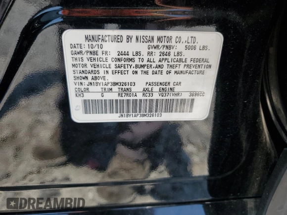 2011 Infiniti M with VIN JN1BY1AP3BM326103, listed as a Copart auction lot 58999415 with 163,659 mi miles and Salvage title. Bid and sale history available at DreamBid. Image 12.