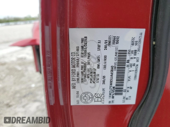2005 Ford Explorer Limited with VIN 1FMZU75W85UA65840, listed as a Copart auction lot 52895315 with 129,527 mi miles and Salvage title. Bid and sale history available at DreamBid. Image 13.