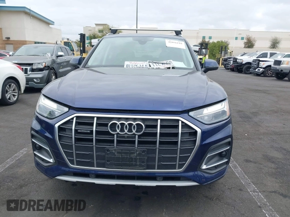 2021 Audi Q5 Premium Plus with VIN WA1BAAFY8M2022843, listed as a IAAI auction lot 42056110 with 32,036 mi miles and . Bid and sale history available at DreamBid. Image 12.