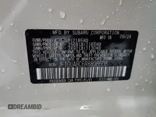 2024 Subaru Impreza with VIN JF1GUABC6R8898608, listed as a Copart auction lot 44823855 with 1,648 mi miles and Salvage Title. Bid and sale history available at carsss.com. Image 12.