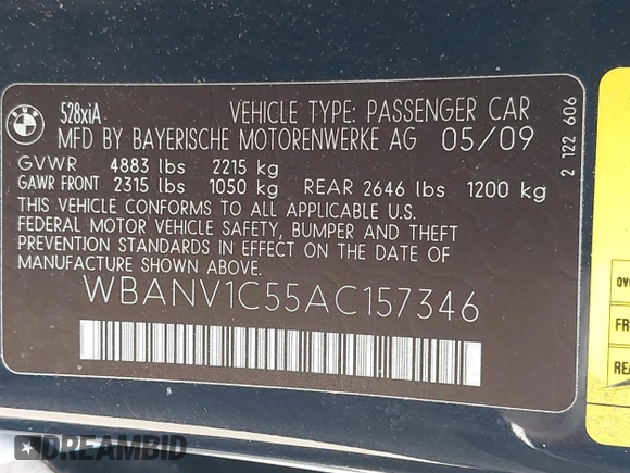 2010 BMW 5 Series 528i xDrive z VIN WBANV1C55AC157346, wystawiony jako IAAI lot #42286529 z przebiegiem 148 839 mil mil oraz . Historia ofert i sprzedaży dostępna na DreamBid. Obrazek 9.