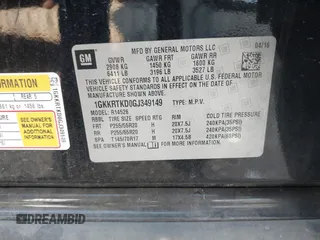 2016 GMC Acadia Denali with VIN 1GKKRTKD0GJ349149, listed as a IAAI auction lot 40554328 with 111,675 mi miles. Bid and sale history available at carsss.com. Image 9.
