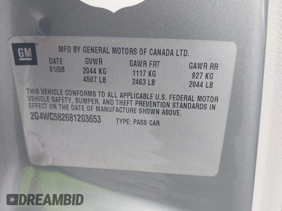 2008 Buick LaCrosse CX z VIN 2G4WC582681203653, wystawiony jako IAAI lot #42398169 z przebiegiem 73 412 mil mil oraz . Historia ofert i sprzedaży dostępna na DreamBid. Obrazek 9.