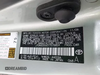 2007 Toyota Prius with VIN JTDKB20U077578859, listed as a IAAI auction lot 41985697 with 185,897 mi miles and . Bid and sale history available at DreamBid. Image 9.