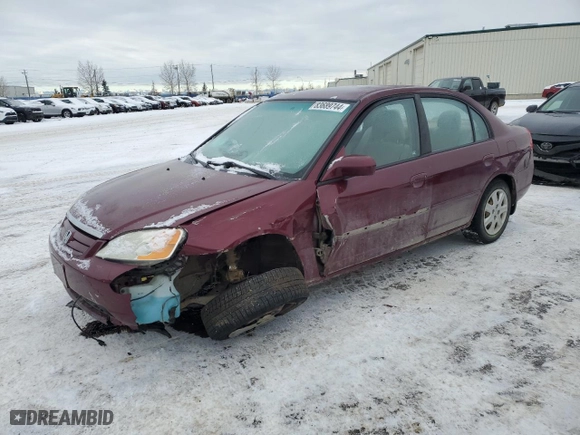 2003 Honda Civic LX with VIN 2HGES16623H929271, listed as a Copart auction lot 83689744 with 169,117 mi miles and Salvage Title. Bid and sale history available at carsss.com. Image 1.