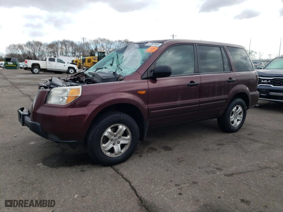 2007 Honda Pilot LX with VIN 5FNYF18137B007055, listed as a Copart auction lot 42397595 with 0 mi miles and Salvage Title. Bid and sale history available at carsss.com. Image 1.