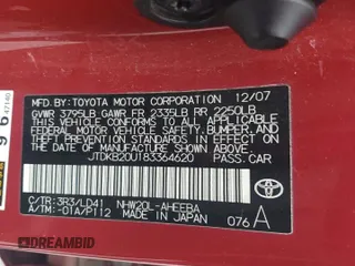 2008 Toyota Prius with VIN JTDKB20U183364620, listed as a Copart auction lot 52529625 with 314,462 mi miles and Clean Title. Bid and sale history available at DreamBid. Image 12.