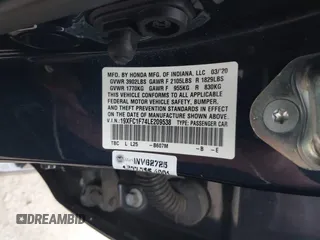 2020 Honda Civic Sedan EX-L with VIN 19XFC1F74LE209538, listed as a IAAI auction lot 42035988 with 51,893 mi miles. Bid and sale history available at carsss.com. Image 9.