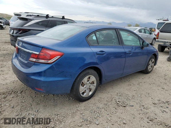 2014 Honda Civic Sedan LX with VIN 19XFB2F51EE008366, listed as a Copart auction lot 54518695 with 170,628 mi miles and Clean Title. Bid and sale history available at carsss.com. Image 3.