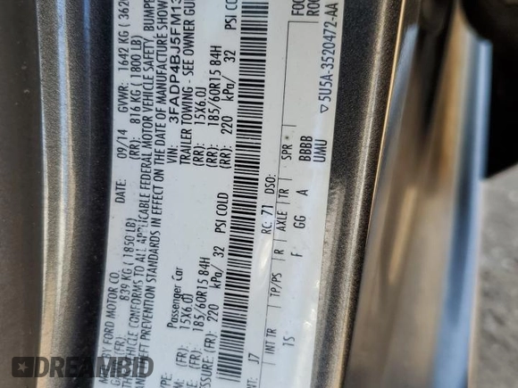 2015 Ford Fiesta SE with VIN 3FADP4BJ5FM136369, listed as a Copart auction lot 49549135 with 115,758 mi miles and Salvage Title. Bid and sale history available at carsss.com. Image 12.