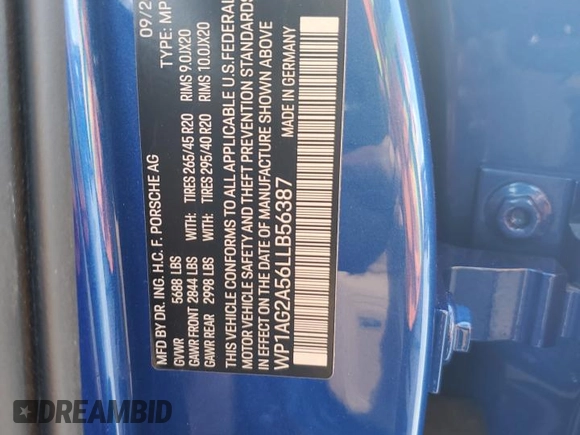 2020 Porsche Macan GTS with VIN WP1AG2A56LLB56387, listed as a Copart auction lot 44793335 with 37,916 mi miles and Salvage Title. Bid and sale history available at DreamBid. Image 14.