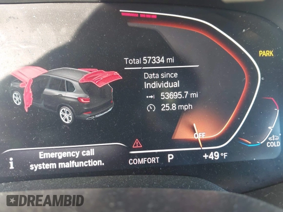 2019 BMW X5 xDrive40i with VIN 5UXCR6C59KLL08488, listed as a IAAI auction lot 41724824 with 57,334 mi miles. Bid and sale history available at carsss.com. Image 15.