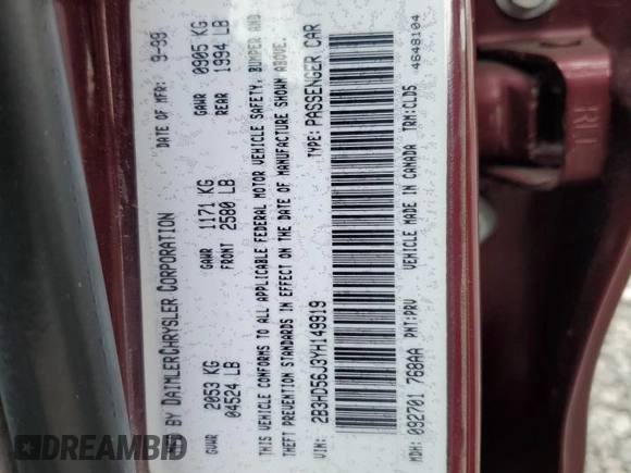 2000 Dodge Intrepid ES z VIN 2B3HD56J3YH149919, wystawiony jako Copart lot #68412324 z przebiegiem 97 458 mil mil oraz Szkoda całkowita • Salvage title. Historia ofert i sprzedaży dostępna na DreamBid. Obrazek 14.