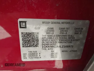 2020 GMC Acadia SLE with VIN 1GKKNKLA4LZ166973, listed as a IAAI auction lot 41776453 with 70,862 mi miles and . Bid and sale history available at DreamBid. Image 9.