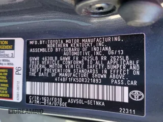 2013 Toyota Camry L with VIN 4T4BF1FK5DR321893, listed as a Copart auction lot 46754775 with 72,161 mi miles and Salvage Title. Bid and sale history available at carsss.com. Image 12.