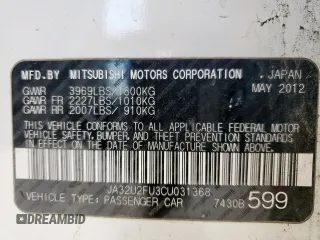 2012 Mitsubishi Lancer ES z VIN JA32U2FU3CU031368, wystawiony jako Copart lot #52549775 z przebiegiem 131 044 mil mil oraz Czysty tytuł • Clean title. Historia ofert i sprzedaży dostępna na DreamBid. Obrazek 12.