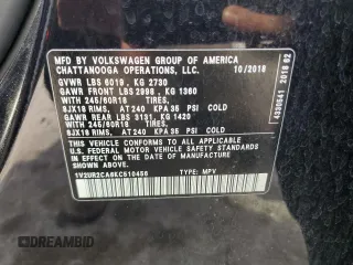 2019 Volkswagen Atlas SE with VIN 1V2UR2CA6KC510456, listed as a Copart auction lot 61210805 with 100,359 mi miles and Salvage title. Bid and sale history available at DreamBid. Image 12.