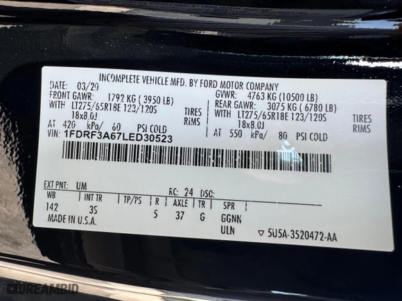 2020 Ford Super Duty F-350 SRW XL with VIN 1FDRF3A67LED30523, listed as a Copart auction lot 50744025 with NaN miles and Non Repairable. Bid and sale history available at carsss.com. Image 15.
