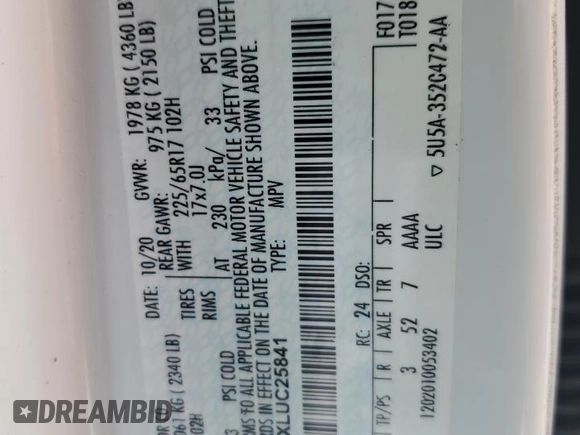 2020 Ford Escape S с VIN 1FMCU0F6XLUC25841, выставлен на аукционе Copart как лот 59159325 с пробегом 121 711 миль миль и Чистый • Clean title. История ставок и продаж доступна на DreamBid. Изображение 13.