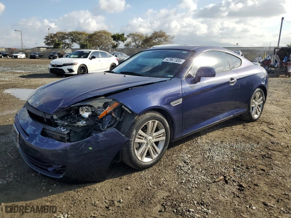 2007 Hyundai Tiburon GS with VIN KMHHM66D37U249105, listed as a Copart auction lot 42967305 with 137,844 mi miles and Salvage Title. Bid and sale history available at carsss.com. Image 1.