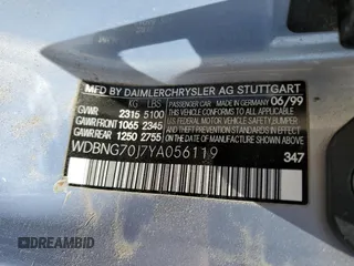 2000 Mercedes-Benz S with VIN WDBNG70J7YA056119, listed as a Copart auction lot 55221685 with 145,376 mi miles and Clean Title. Bid and sale history available at carsss.com. Image 12.