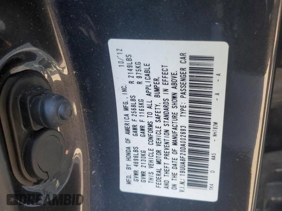 2013 Acura TL z VIN 19UUA8F20DA002693, wystawiony jako Copart lot #53552475 z przebiegiem 74 048 mil mil oraz Szkoda całkowita • Salvage title. Historia ofert i sprzedaży dostępna na DreamBid. Obrazek 13.