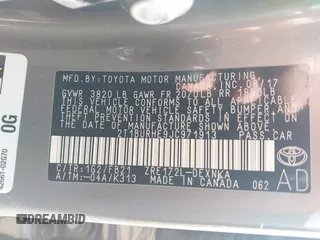 2018 Toyota Corolla L z VIN 2T1BURHE9JC971913, wystawiony jako IAAI lot #42220378 z przebiegiem 113 437 mil mil oraz . Historia ofert i sprzedaży dostępna na DreamBid. Obrazek 9.
