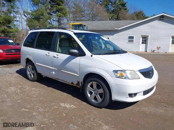 2002 Mazda MPV LX with VIN JM3LW28JX20307982, listed as a IAAI auction lot 41840236 with 171,753 mi miles. Bid and sale history available at carsss.com. Image 1.