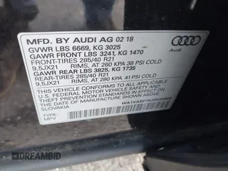 2018 Audi Q7 Prestige with VIN WA1VABF78JD030600, listed as a IAAI auction lot 41810589 with 88,182 mi miles and . Bid and sale history available at DreamBid. Image 9.