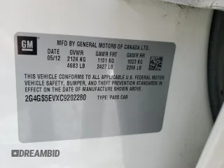 2012 Buick Regal Turbo Premium 1 с VIN 2G4GS5EVXC9202280, выставлен на аукционе Copart как лот 57877195 с пробегом 117 548 миль миль и Списание • Salvage title. История ставок и продаж доступна на DreamBid. Изображение 13.