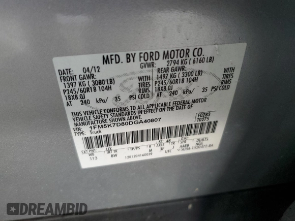 2013 Ford Explorer XLT z VIN 1FM5K7D80DGA40807, wystawiony jako Copart lot #54357115 z przebiegiem 123 444 mil mil oraz Szkoda całkowita • Salvage title. Historia ofert i sprzedaży dostępna na DreamBid. Obrazek 13.