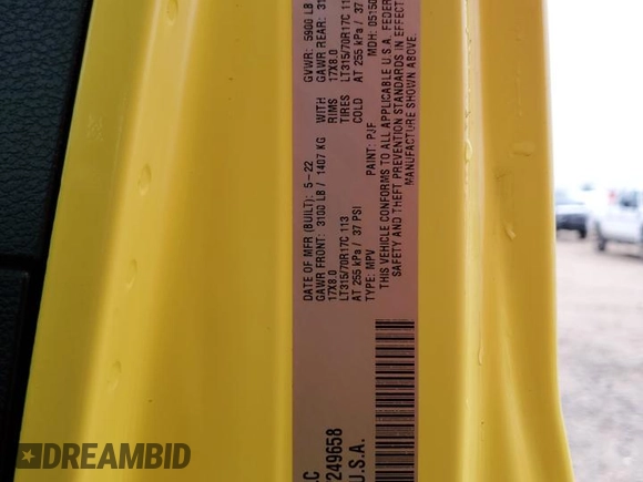 2022 Jeep Wrangler Unlimited Sport with VIN 1C4HJXDG9NW249658, listed as a Copart auction lot 41460745 with Not Provided miles and Non Repairable. Bid and sale history available at DreamBid. Image 13.