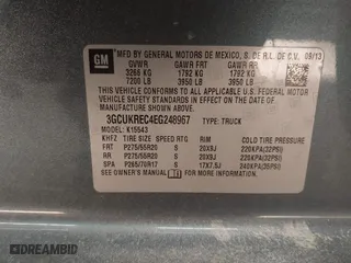 2014 Chevrolet Silverado 1500 LT with VIN 3GCUKREC4EG248967, listed as a IAAI auction lot 41553634 with 113,247 mi miles. Bid and sale history available at carsss.com. Image 9.