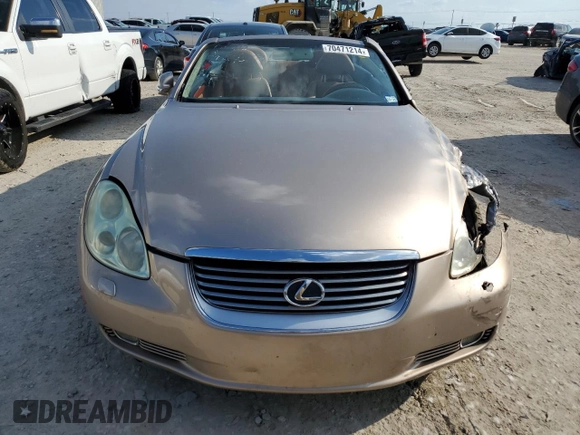 2005 Lexus SC 430 with VIN JTHFN48Y650069276, listed as a Copart auction lot 70471214 with Not Provided miles and Salvage Title. Bid and sale history available at DreamBid. Image 5.