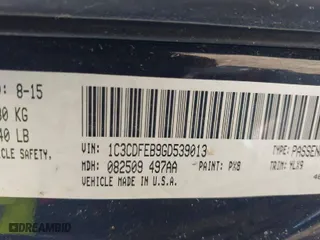 2016 Dodge Dart GT with VIN 1C3CDFEB9GD539013, listed as a IAAI auction lot 41429488 with 99,739 mi miles. Bid and sale history available at carsss.com. Image 9.