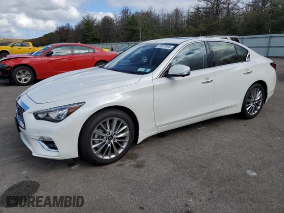 2024 Infiniti Q50 Luxe with VIN JN1EV7BR3RM631281, listed as a Copart auction lot 72021944 with 3,994 mi miles and Salvage Title. Bid and sale history available at DreamBid. Image 1.