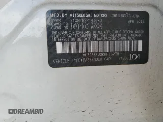 2019 Mitsubishi Mirage ES z VIN ML32F3FJ0KHF16278, wystawiony jako Copart lot #52785655 z przebiegiem 57 873 mil mil oraz Szkoda całkowita • Salvage title. Historia ofert i sprzedaży dostępna na DreamBid. Obrazek 12.