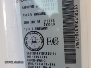 2021 Nissan NV200 SV с VIN 3N6CM0KN3MK698111, выставлен на аукционе Copart как лот 50983025 с пробегом 111 963 миль миль и Списание • Salvage title. История ставок и продаж доступна на DreamBid. Изображение 12.